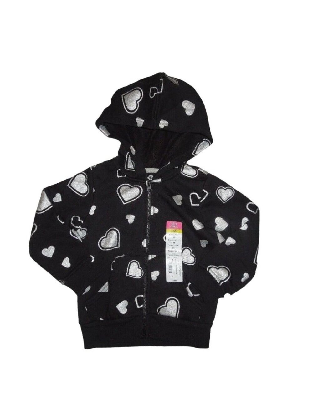 Toddler Girls Okie Dokie Comfy Fleece Hearts Zip-up Sweater Size 2T